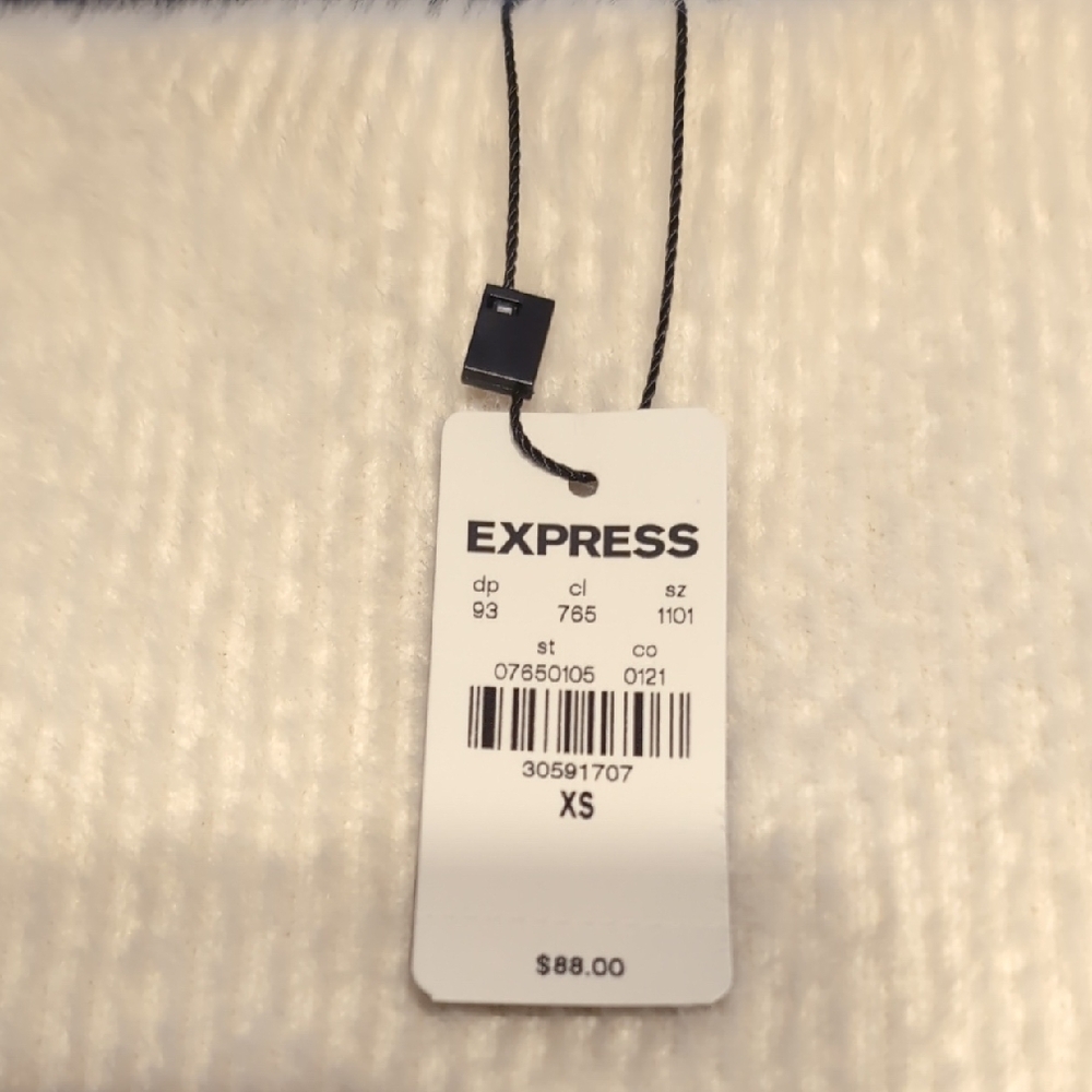 Express Cream Ribbed Knit Scarf - Picture 2 of 3